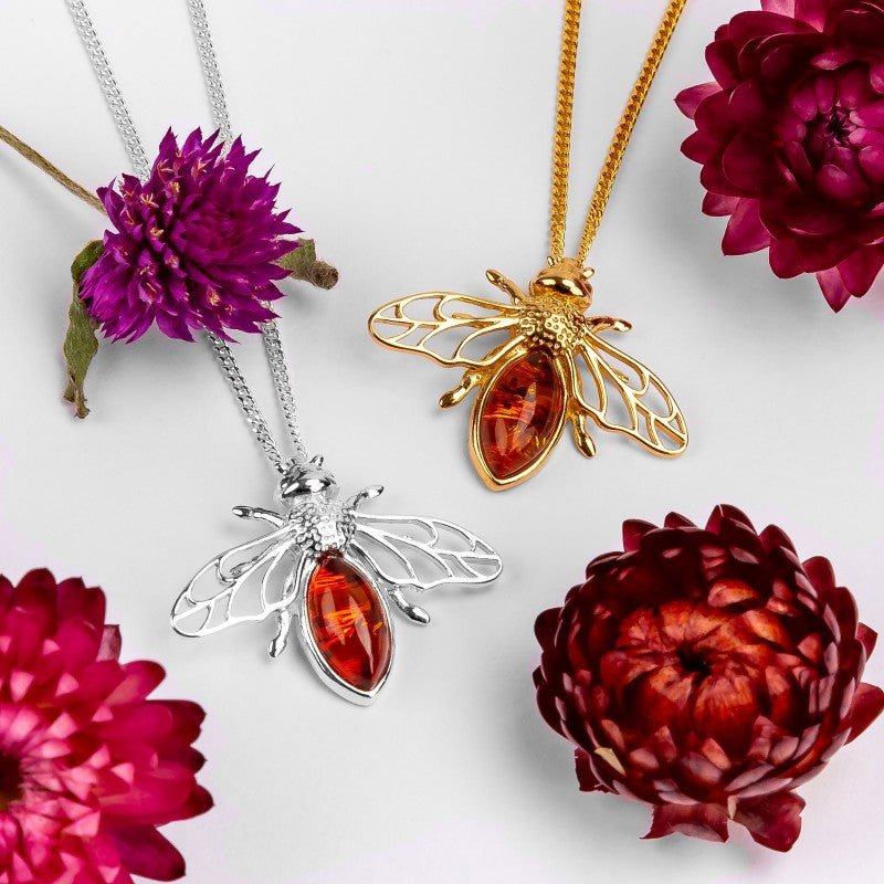 Bee Gemstone Necklace, Bee Earrings, Mother's Day Gift, Holiday Gift