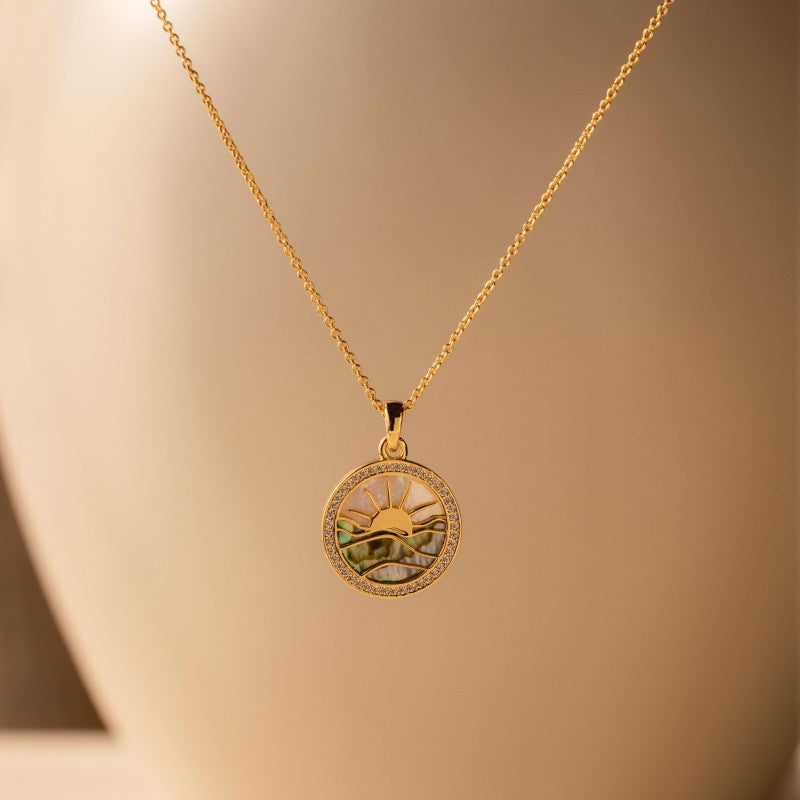 Pearl Sunset Necklace, New Beginning Necklace, Sunset Coin Necklace, Gifts for Her, Mother's Day Gifts