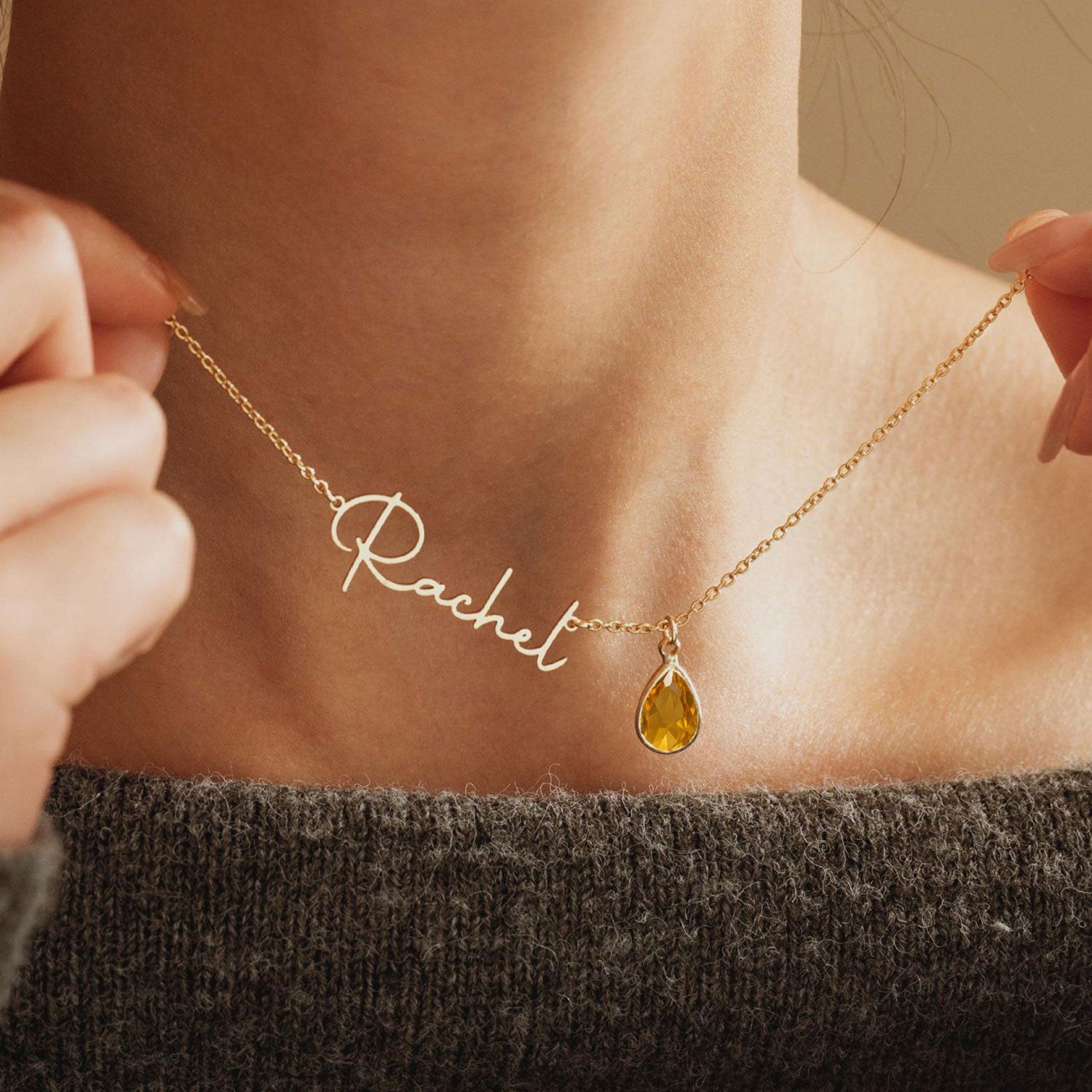 Personalized name necklace, customized birthstone and name, Mother's Day gift, holiday gift