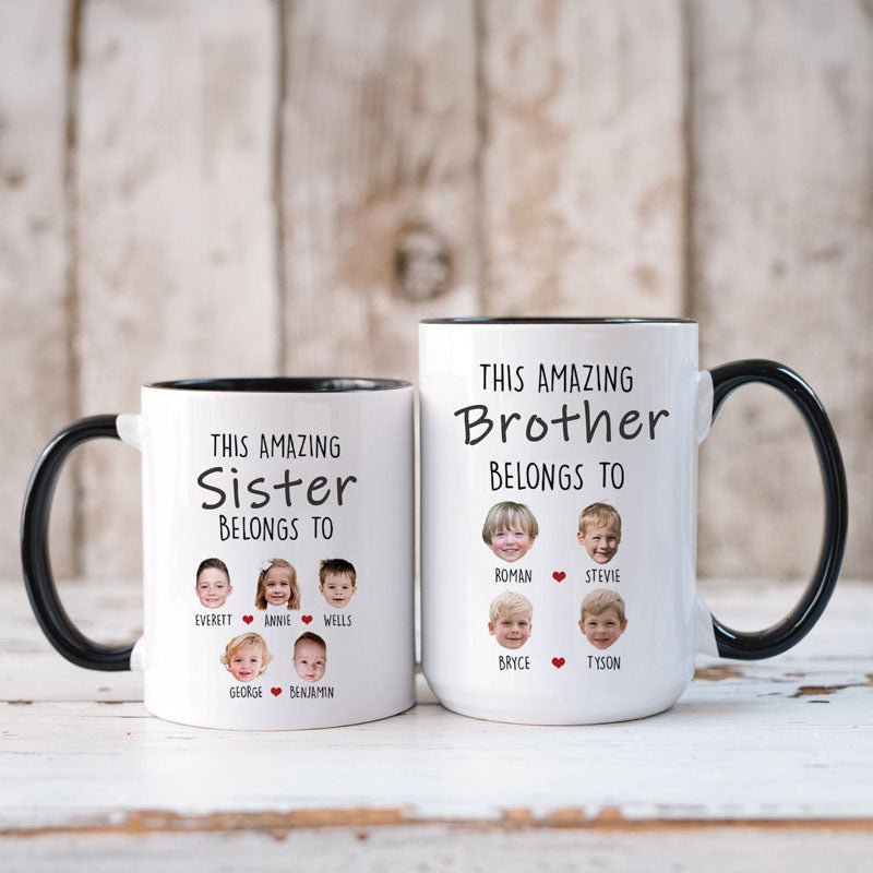 Custom Grandpa Grandma Gift, Custom Baby Face Mug, This Amazing Grandpa Belongs To Mug,Grandpa Birthday Mug,Personalized Grandkids Photo Mug