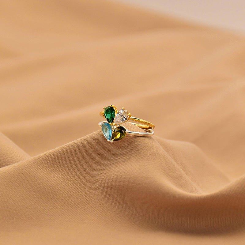 Custom Heart Birthstone Ring, Pear Cut 2 Birthstone Ring, Custom Stacking Ring, Christmas Gifts, Gift for Mom/Mother, Birthday Gift for Her