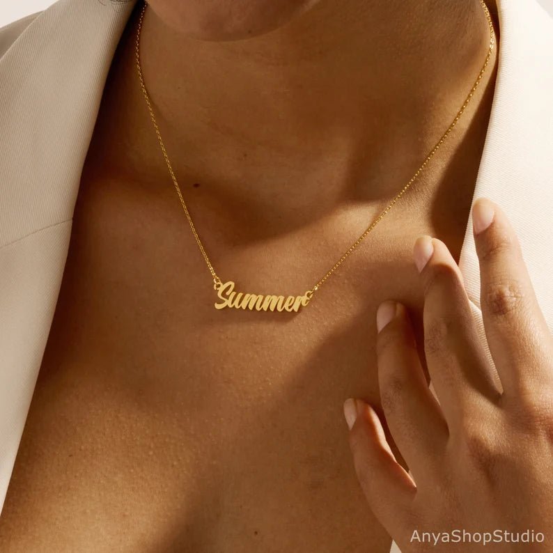 Custom Name Necklace, 18K Gold Plated Name Necklace, Personalized Name Necklace, Birthday Gift for Her, Mother's Day Gift, Gift for Mom - 我的商店