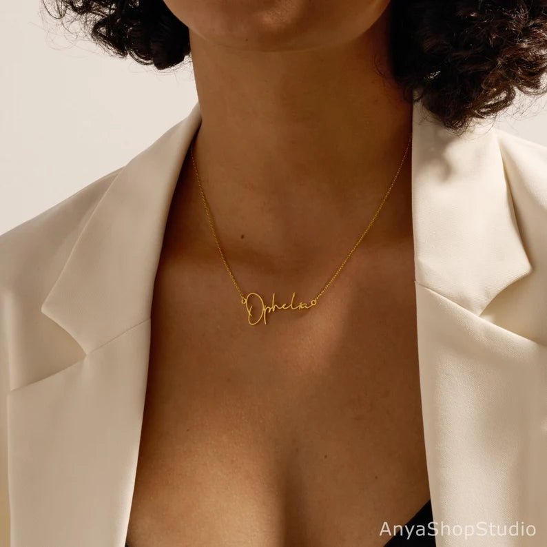 Custom Name Necklace, 18K Gold Plated Name Necklace, Personalized Name Necklace, Birthday Gift for Her, Mother's Day Gift, Gift for Mom - 我的商店