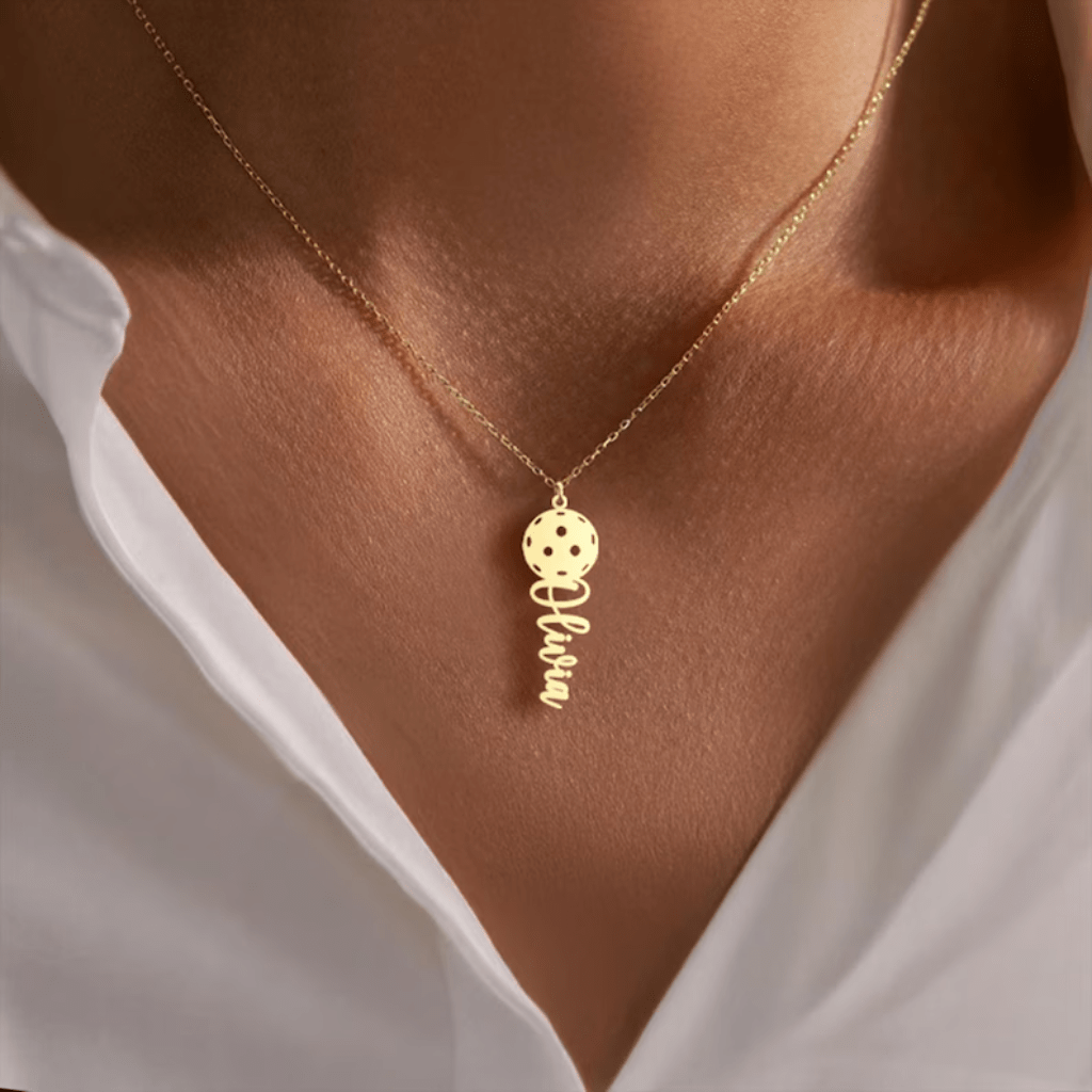 Custom name necklace, personalized pickleball, tennis ball, volleyball customization, gifts for her/him
