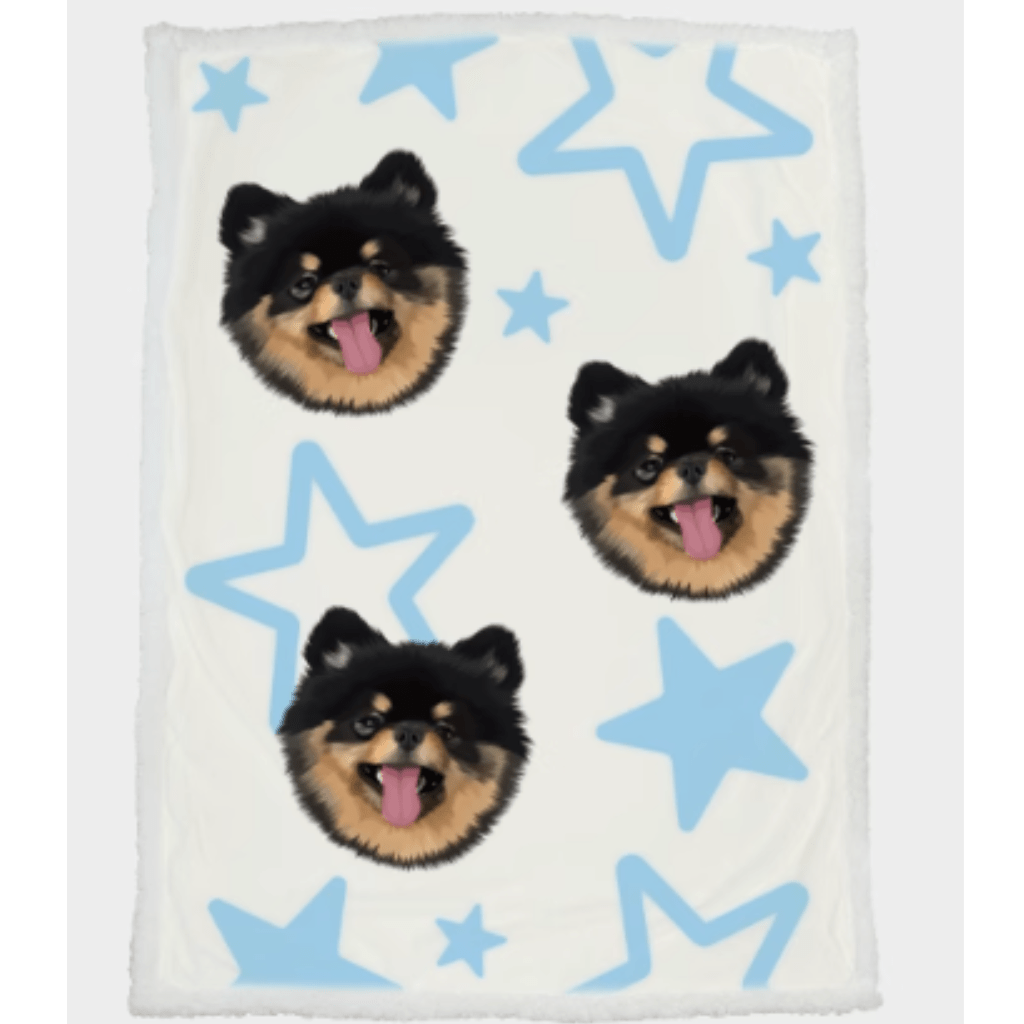 Custom pet illustration avatar lambskin flange double-layer soft blanket quilt