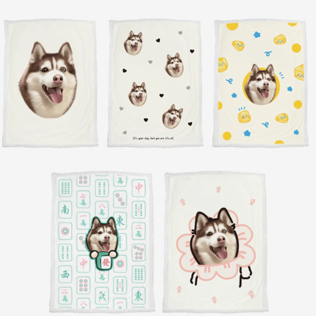 Custom pet illustration avatar lambskin flange double-layer soft blanket quilt