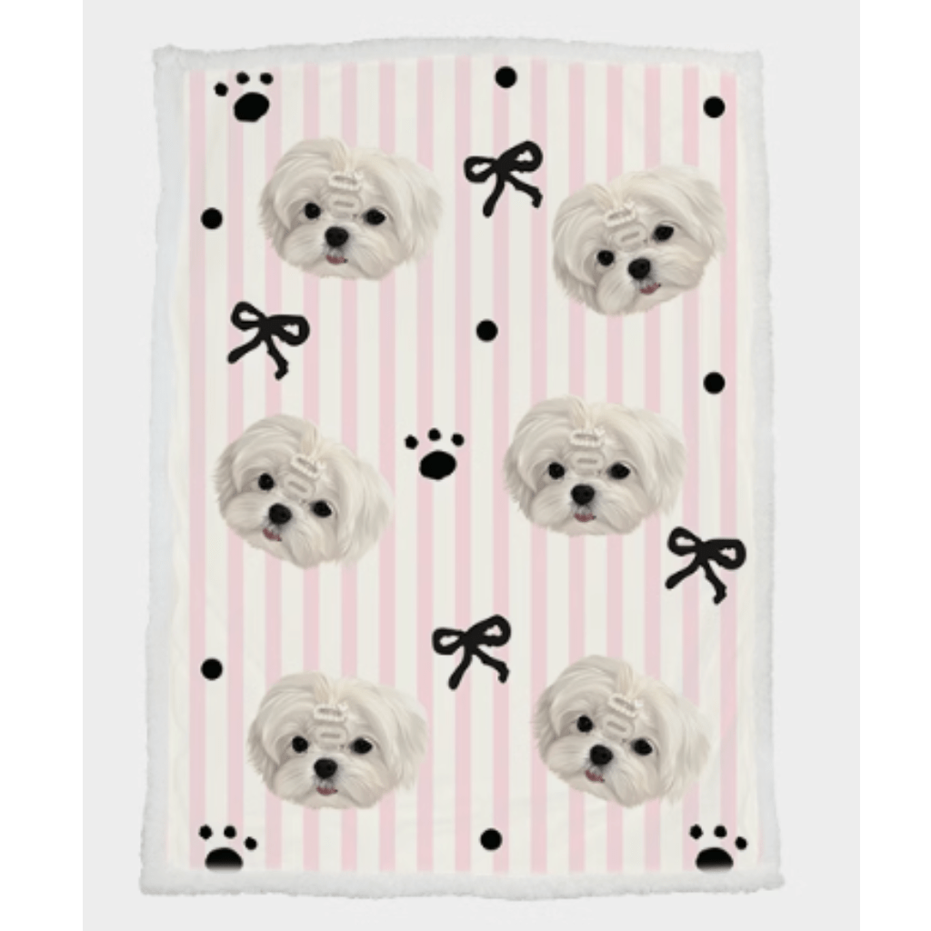 Custom pet illustration avatar lambskin flange double-layer soft blanket quilt