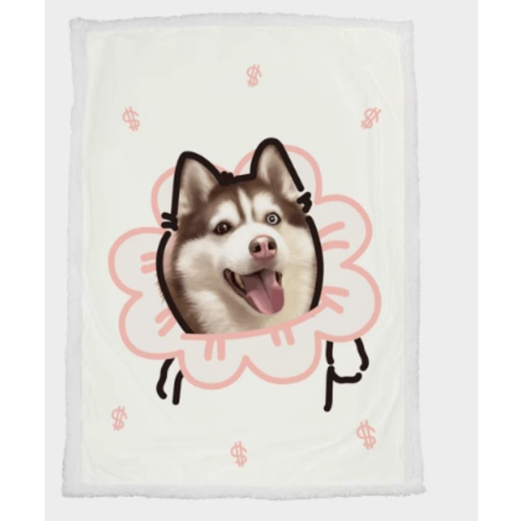 Custom pet illustration avatar lambskin flange double-layer soft blanket quilt