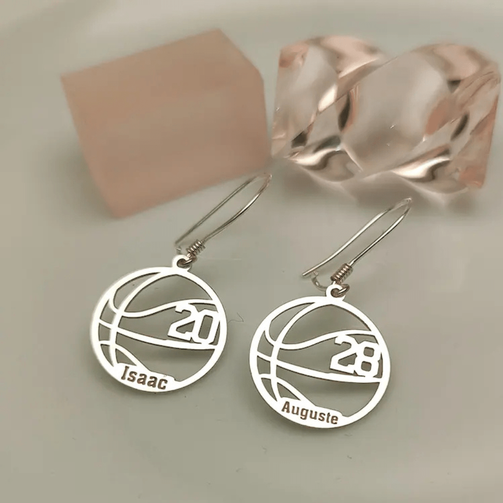 Custom sports name and number earrings, personalized earrings