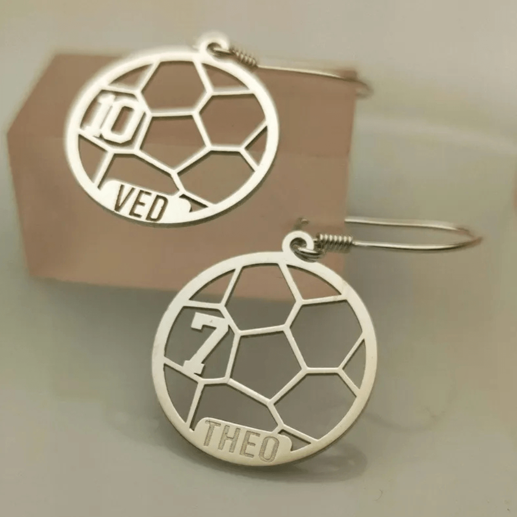 Custom sports name and number earrings, personalized earrings