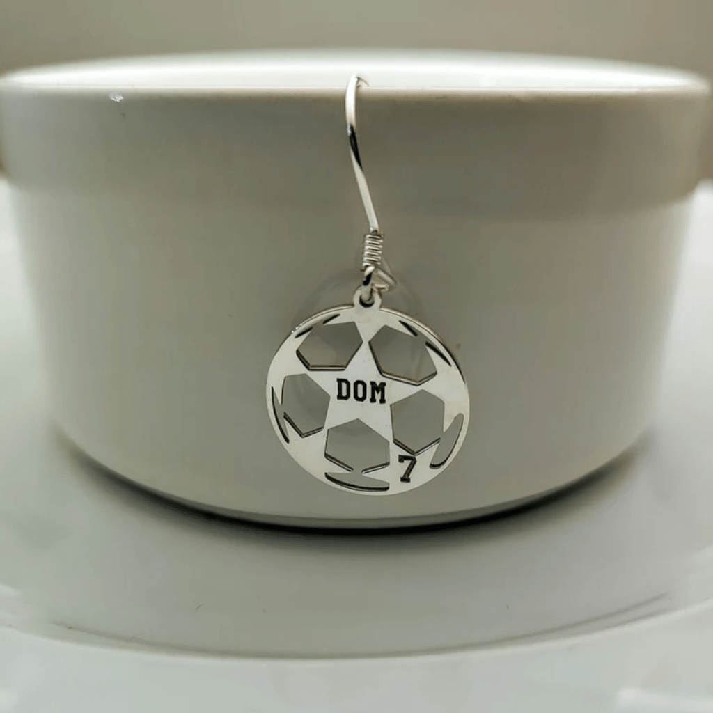 Custom sports name and number earrings, personalized earrings
