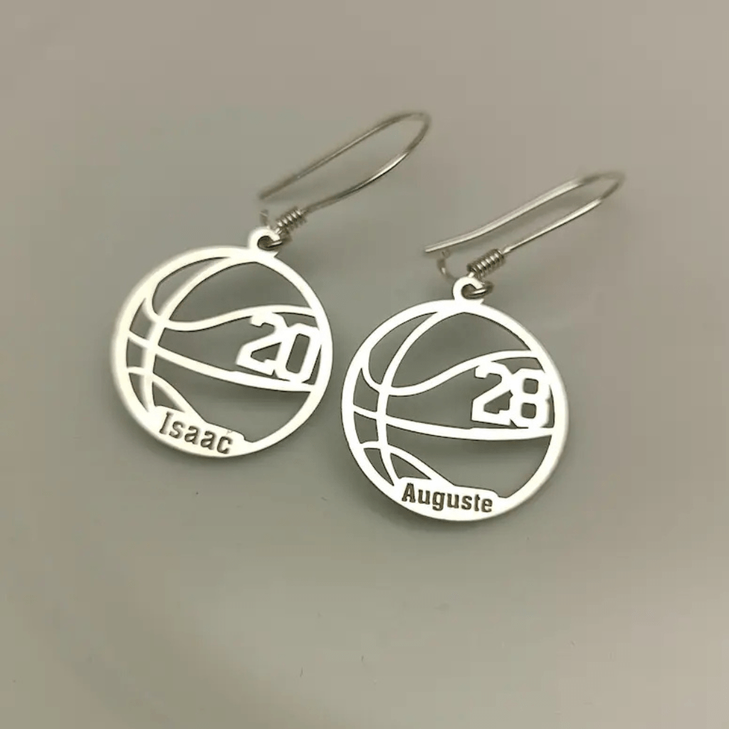 Custom sports name and number earrings, personalized earrings