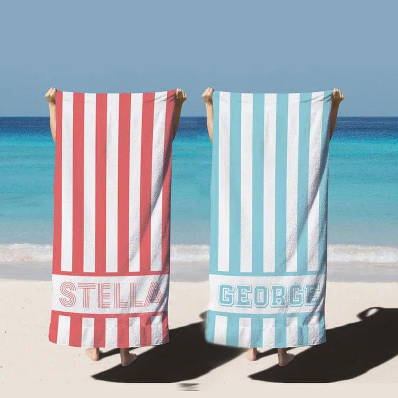🌊 Custom Striped Beach Towel - Perfect for Kids, Bridesmaids, & Gifts! 🎁