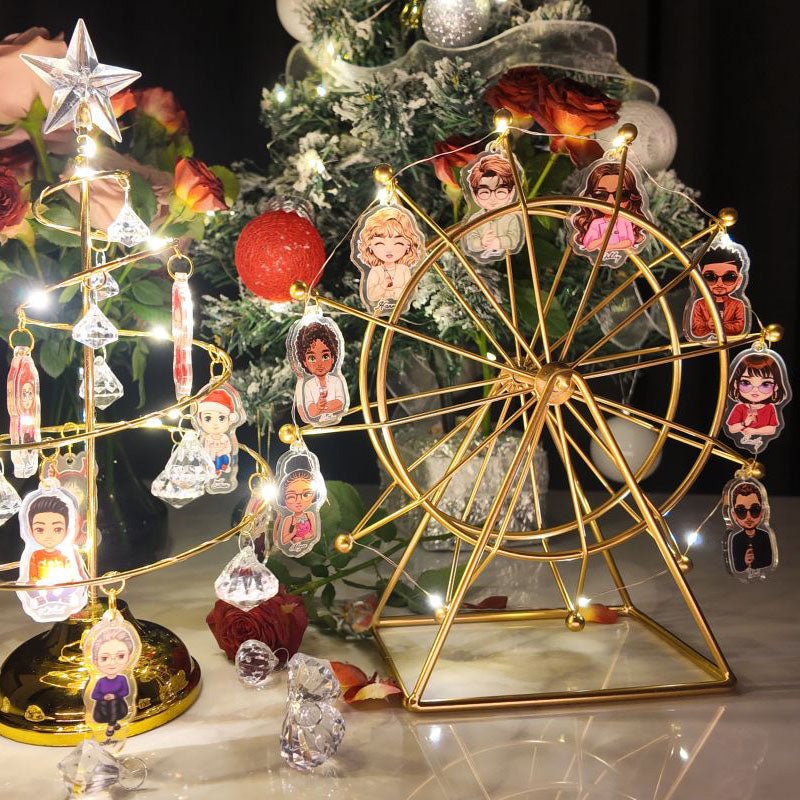 Customized family appearance, customized friend appearance, LED tree lights, Christmas decorations, family tree, personalized acrylic sign