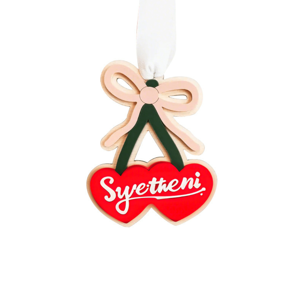 Customized name love cherry bow pendant, birthday gift, graduation gift, souvenir