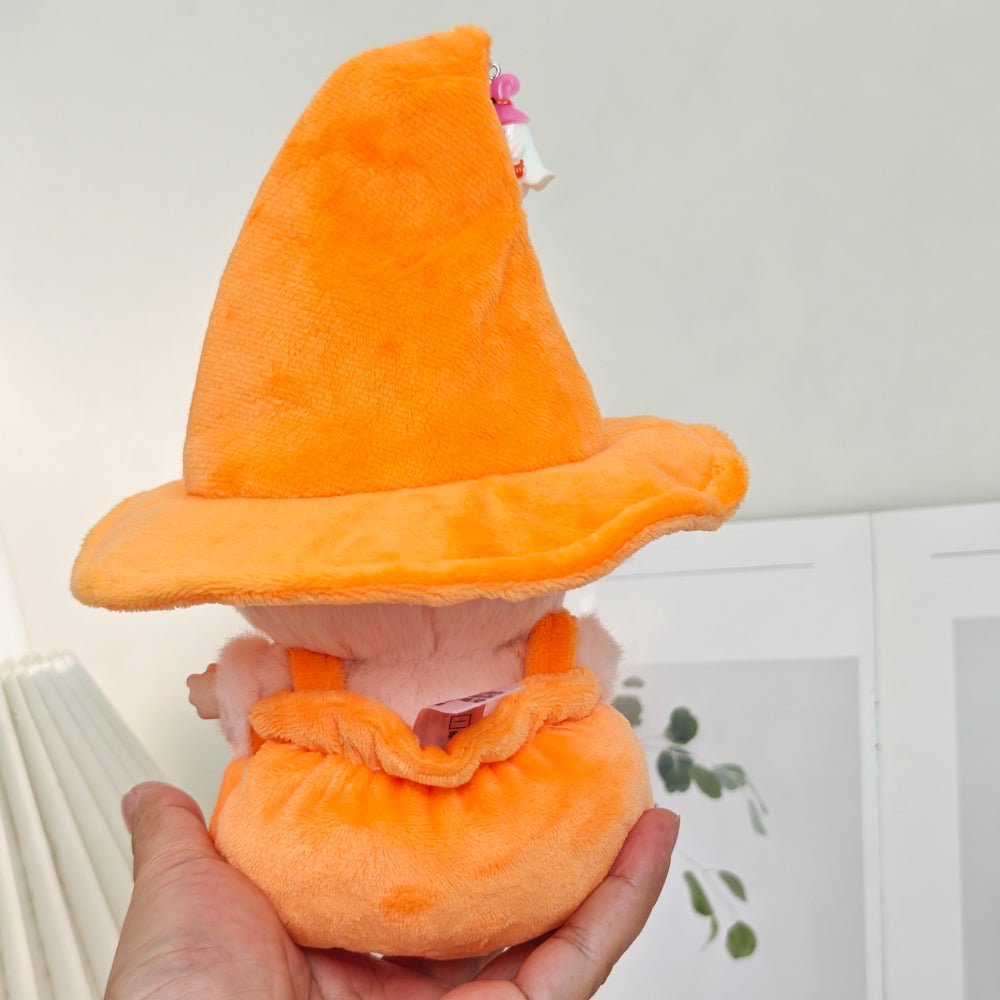 Pumpkin Witch Costume for Labubu – Halloween Themed Doll Clothes with Cute Wizard Hat