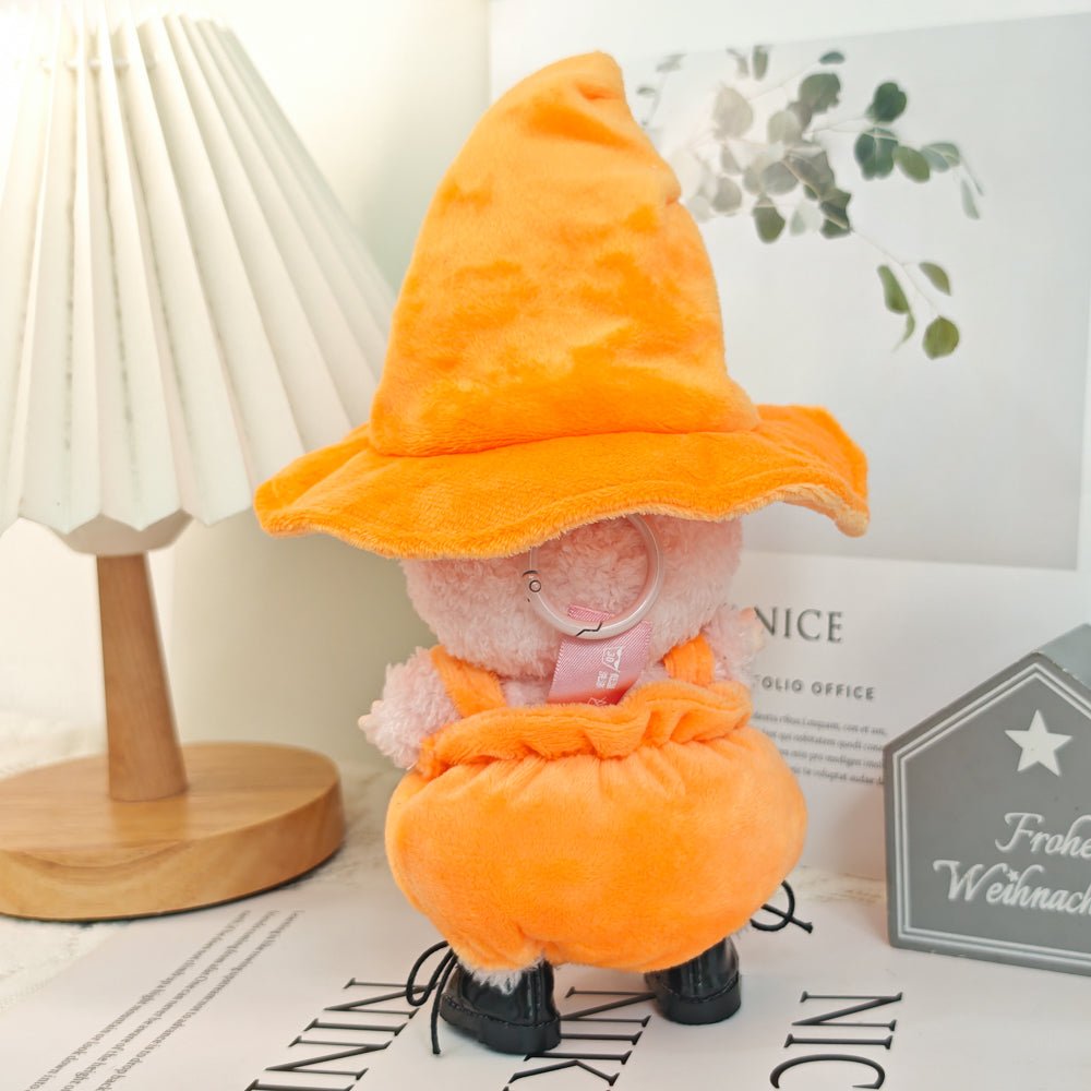 Pumpkin Witch Costume for Labubu – Halloween Themed Doll Clothes with Cute Wizard Hat
