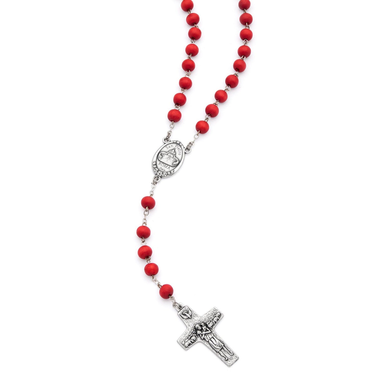 Rose Petal Women's Cross Rosary, Pope Francis Medal Cross, Christian Gift