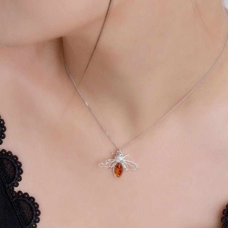 Bee Gemstone Necklace, Bee Earrings, Mother's Day Gift, Holiday Gift