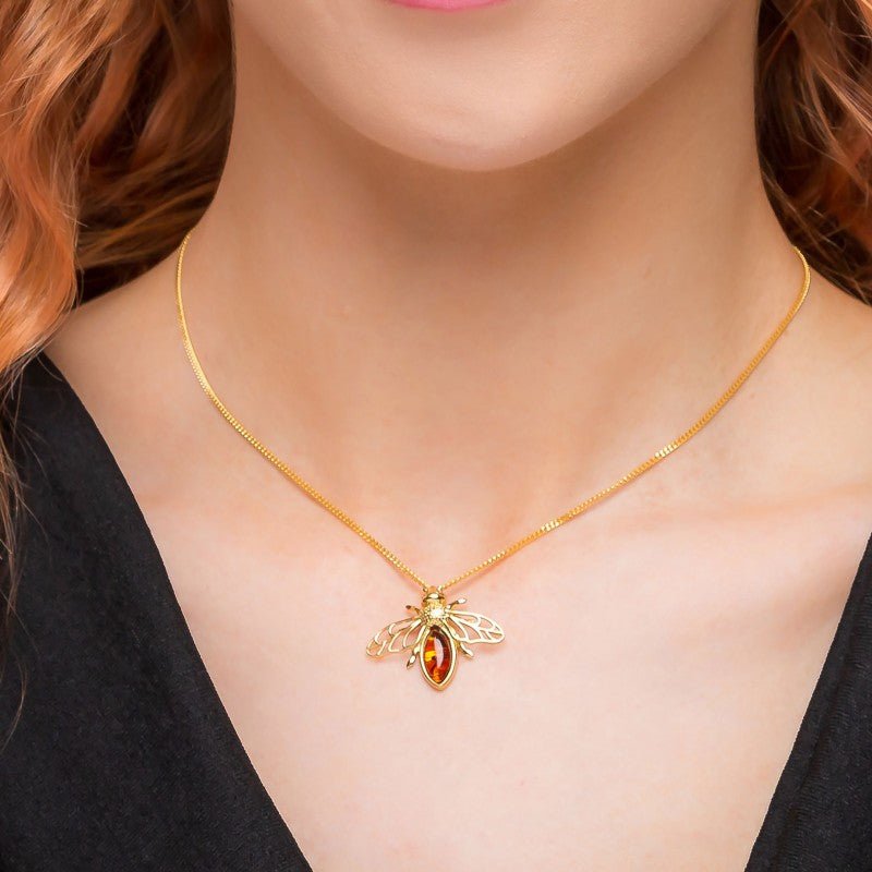 Bee Gemstone Necklace, Bee Earrings, Mother's Day Gift, Holiday Gift