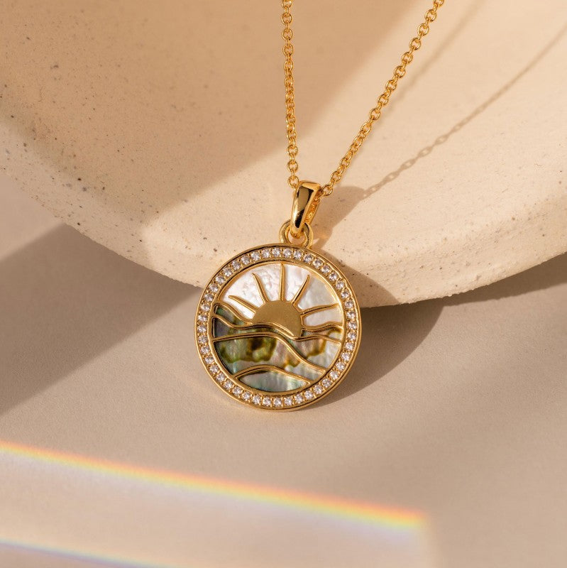Pearl Sunset Necklace, New Beginning Necklace, Sunset Coin Necklace, Gifts for Her, Mother's Day Gifts