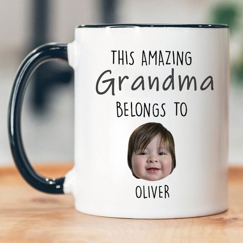 Custom Grandpa Grandma Gift, Custom Baby Face Mug, This Amazing Grandpa Belongs To Mug,Grandpa Birthday Mug,Personalized Grandkids Photo Mug