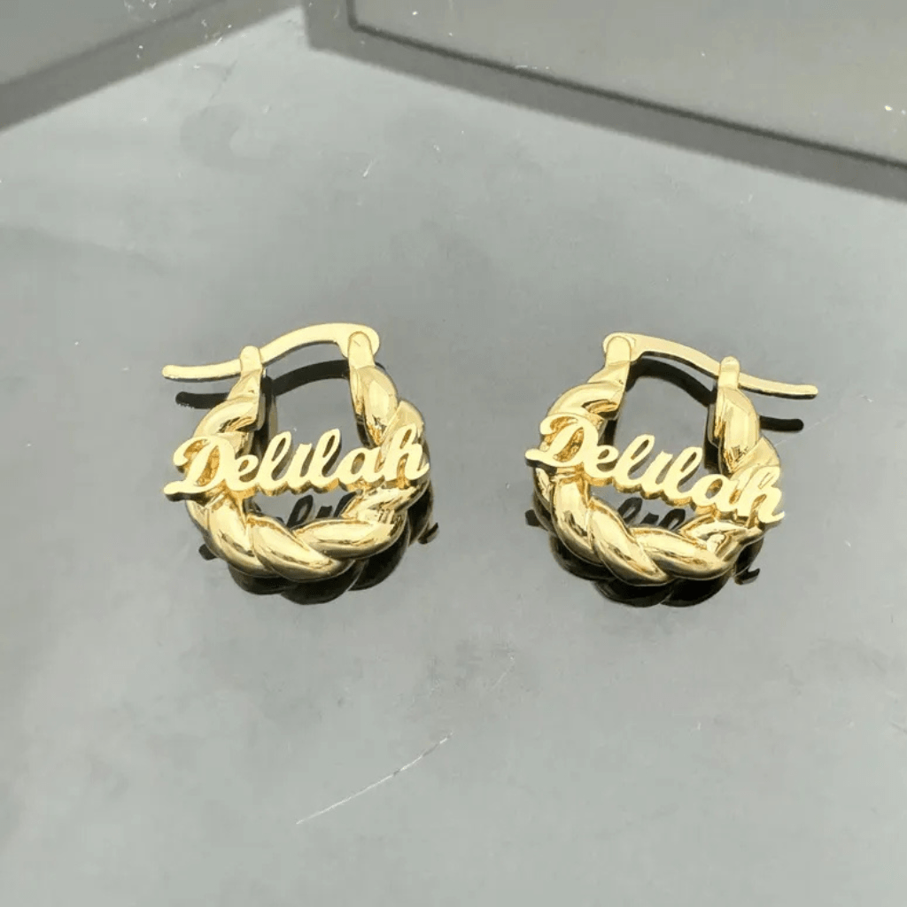 Custom Name Hoop Earrings，Personalized  Earrings,Silver Hoop Earrings,Name Jewelry,Gifts For Her