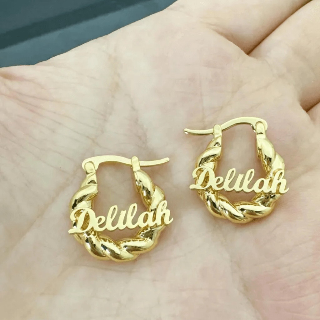 Custom Name Hoop Earrings，Personalized  Earrings,Silver Hoop Earrings,Name Jewelry,Gifts For Her