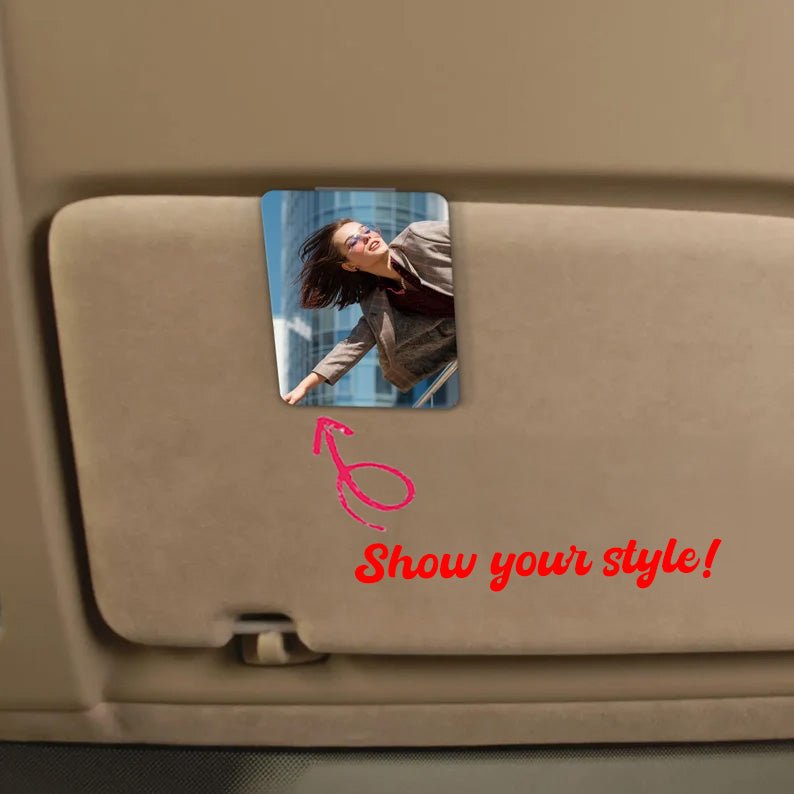 Custom Photo Acrylic Car Visor Clip, Personalized Family Portrait Sun Visor Clip, A Picture Frame for Your Car, Car Ornament