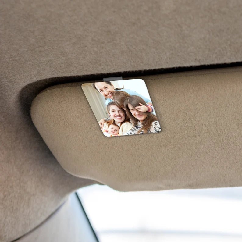 Custom Photo Acrylic Car Visor Clip, Personalized Family Portrait Sun Visor Clip, A Picture Frame for Your Car, Car Ornament