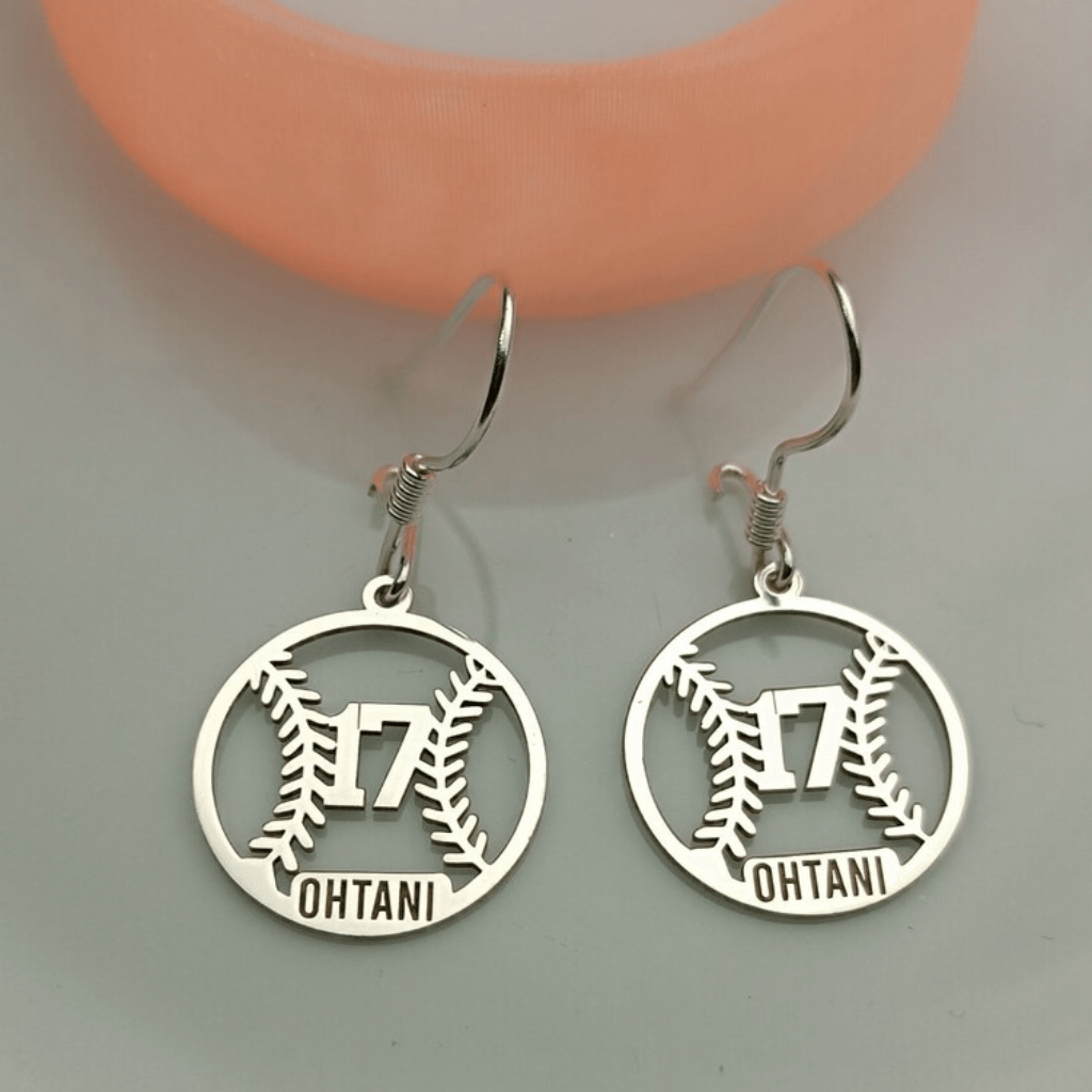 Custom sports name and number earrings, personalized earrings