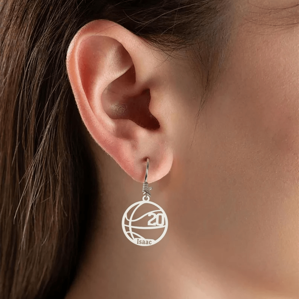 Custom sports name and number earrings, personalized earrings