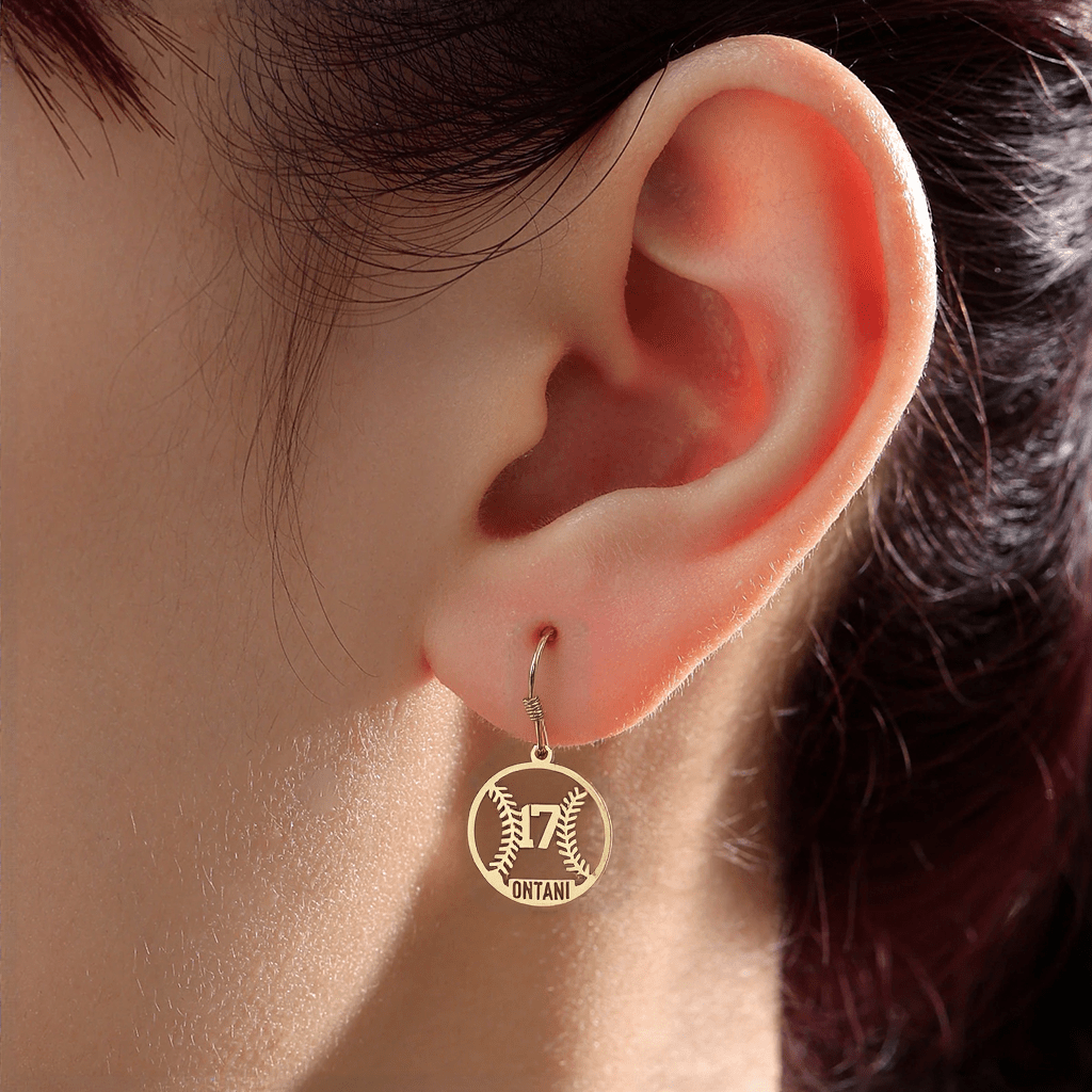 Custom sports name and number earrings, personalized earrings