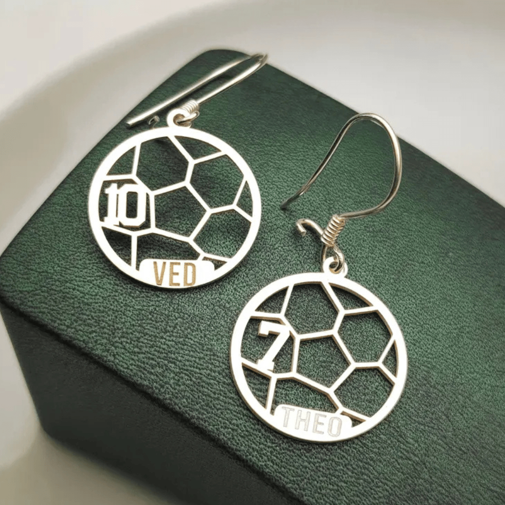 Custom sports name and number earrings, personalized earrings