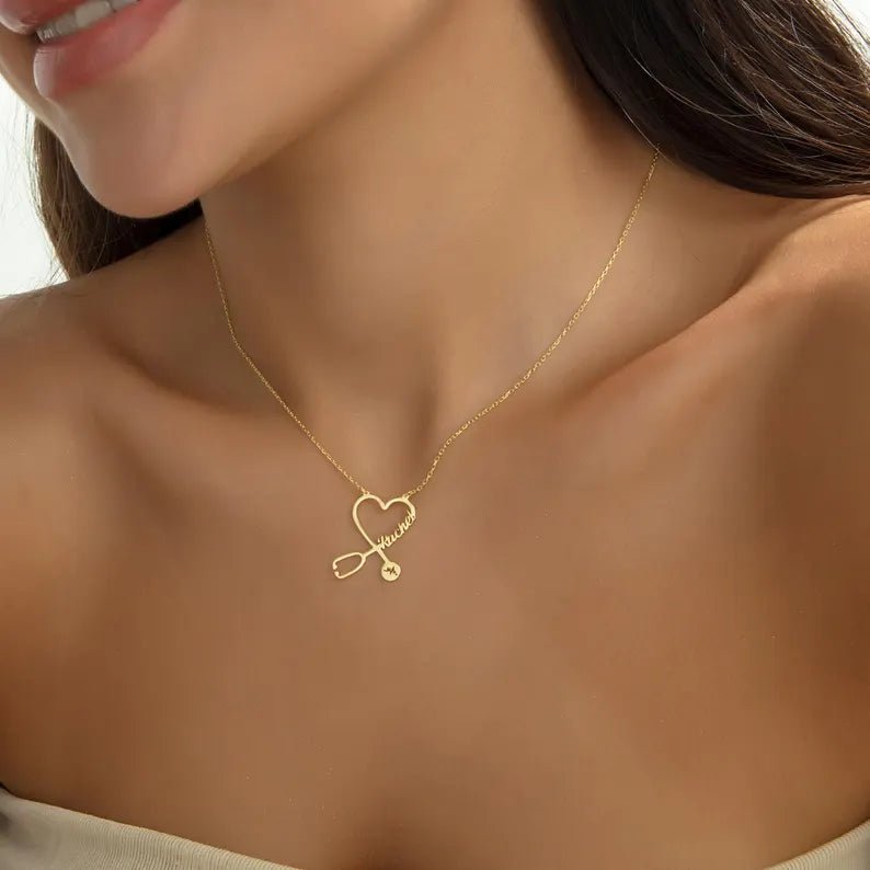 Custom stethoscope necklace, doctor gift, nurse gift, graduation gift, gift for her