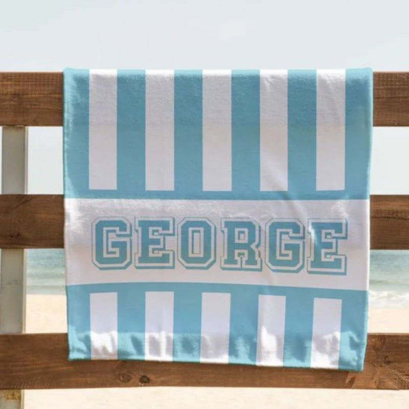 🌊 Custom Striped Beach Towel - Perfect for Kids, Bridesmaids, & Gifts! 🎁