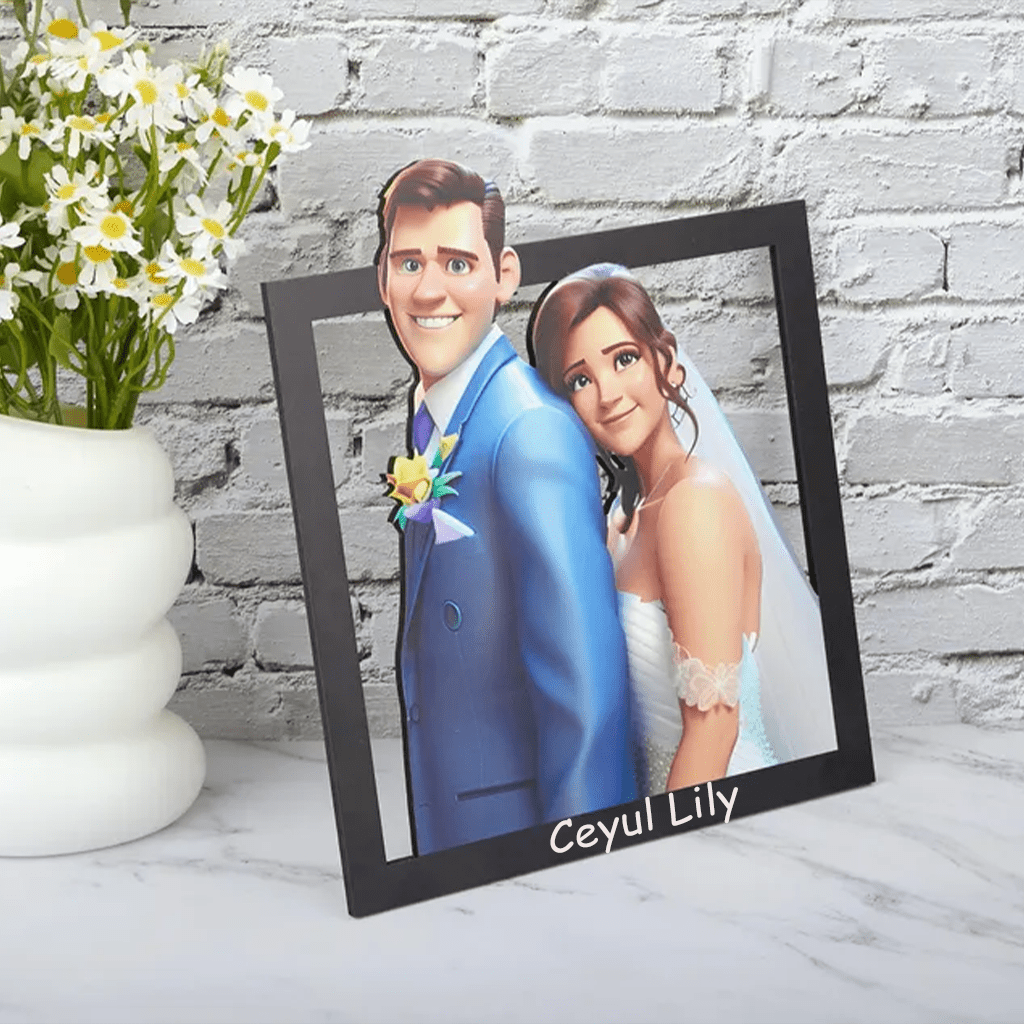 Customized 3D cartoon family wall art, couple cartoon portrait, anniversary gift for friends, birthday gift for her, Christmas gift