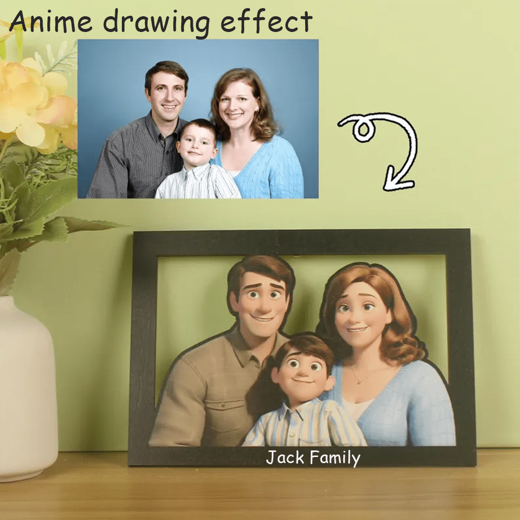 Customized 3D cartoon family wall art, couple cartoon portrait, anniversary gift for friends, birthday gift for her, Christmas gift