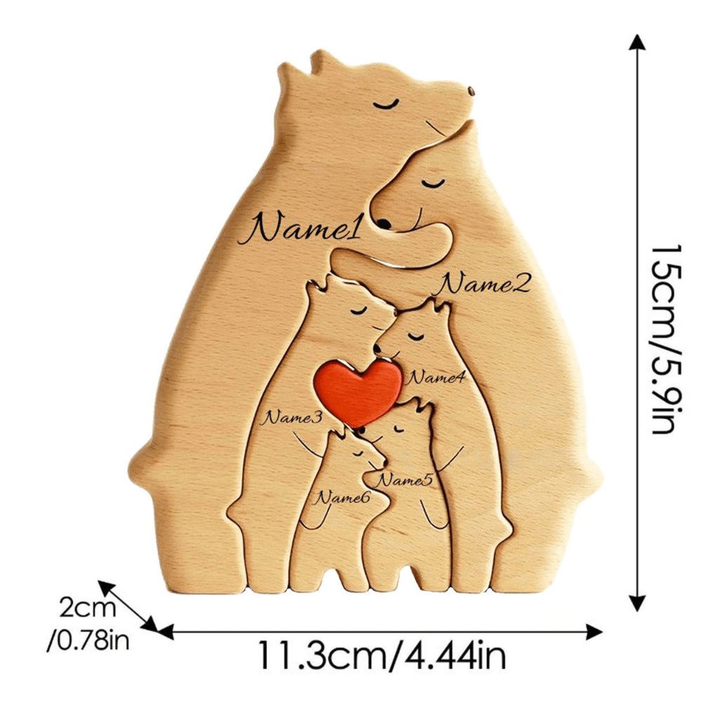 Customized name hugging bear wooden ornaments DIY wooden puzzle