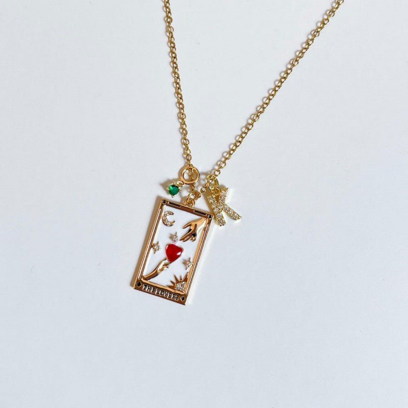 Mystical Astrology Necklace, Tarot Necklace (with Birthstone, Sun, Lover, Star, Moon, Magician Enamel Pendant), Tarot Necklace, Astrology Necklace