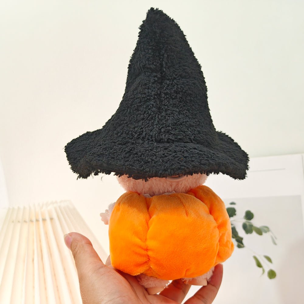 Pumpkin Witch Costume for Labubu – Halloween Themed Doll Clothes with Cute Wizard Hat