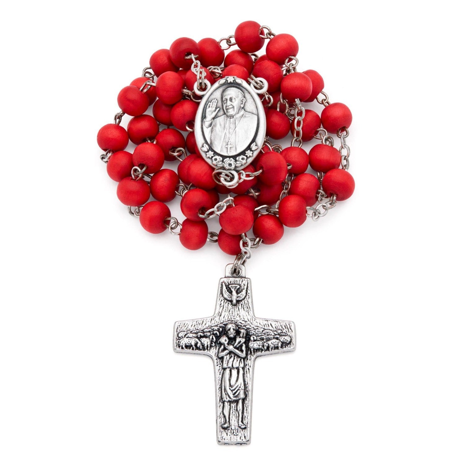 Rose Petal Women's Cross Rosary, Pope Francis Medal Cross, Christian Gift